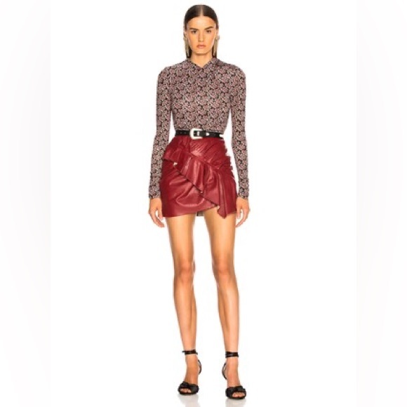 NWOT Isabel Mabel Marant Étoile Zeist Faux Leather Skirt Red Size 40 - Picture 1 of 13